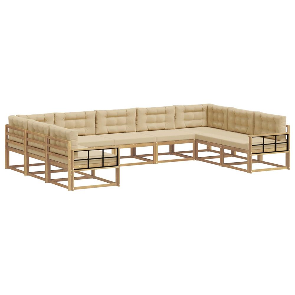 Ensemble de canapés d'extérieur 9 pc blanc et beige