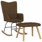 Chaise à bascule avec tabouret marron tissu