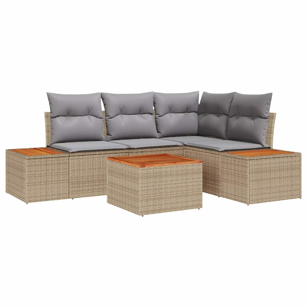 Ensemble de canapé de jardin 5 pcs beige et gris clair