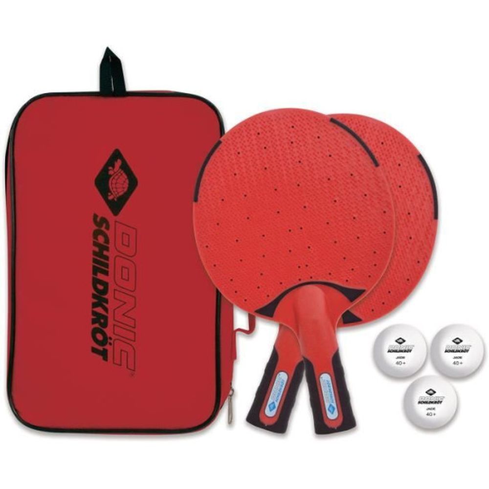 Set de tennis de table / ping pong - schildkröt - 2 raquettes + 3 balles - sac de transport inclus - outdoor