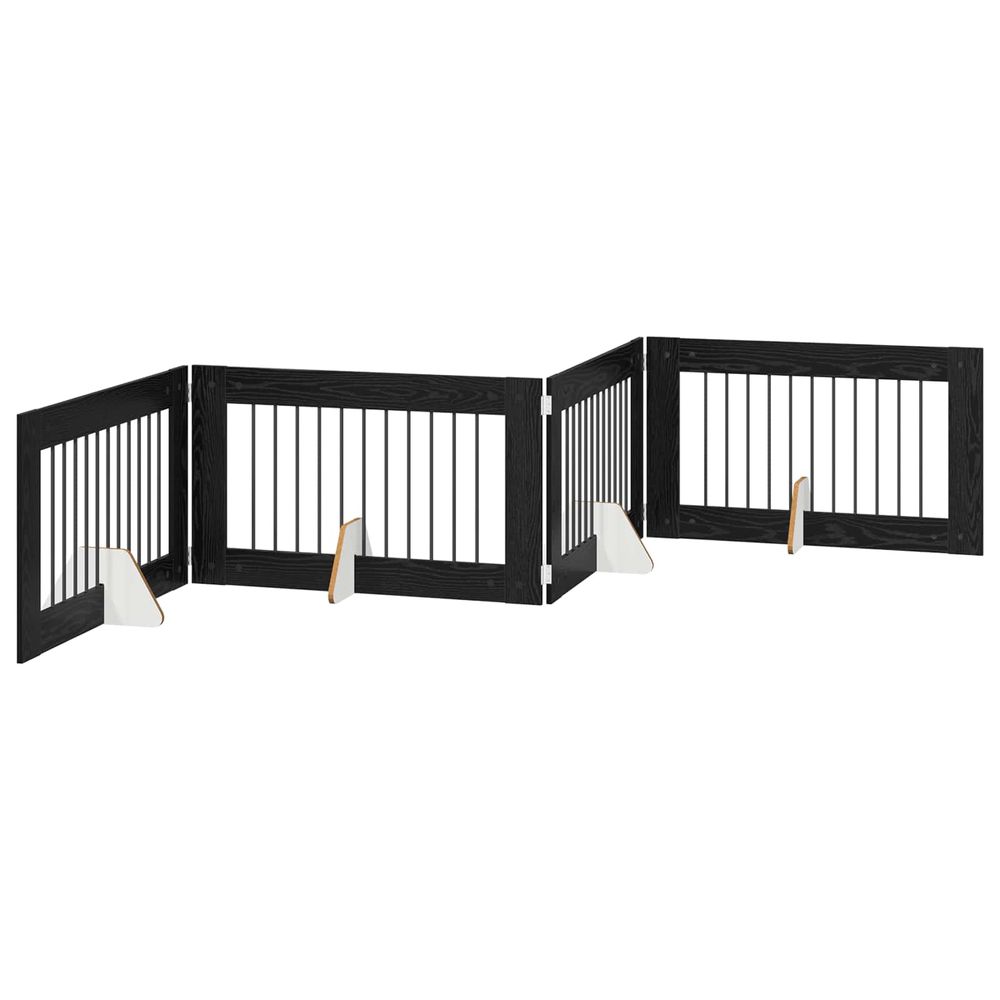 Porte de chien pliable avec supports 4 pc chêne noir 401 cm