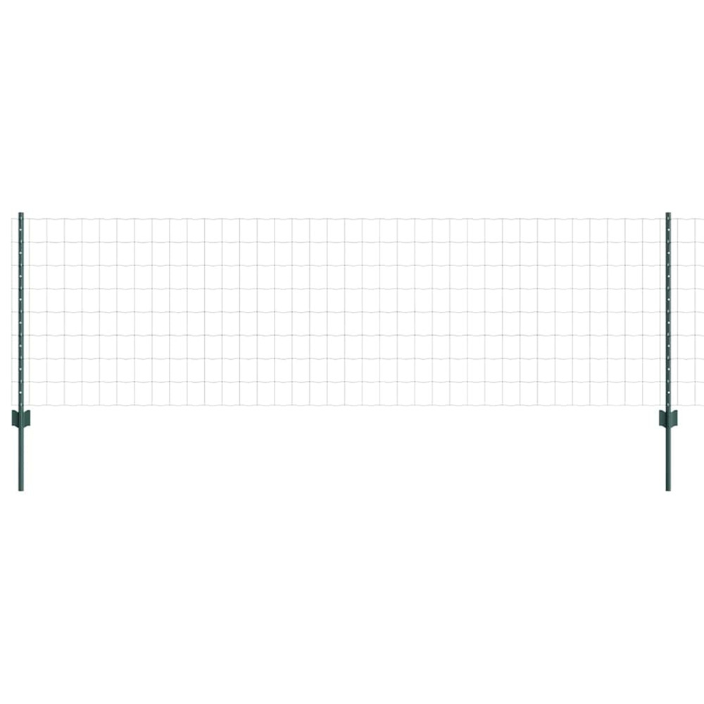 Clôture avec poteau vert 0,8 x 25 m acier et pvc