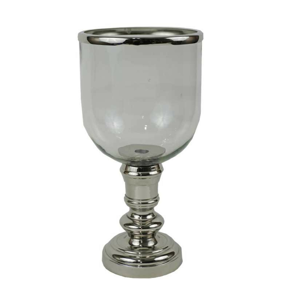 Grand photophore verre argent 18x18x10cm