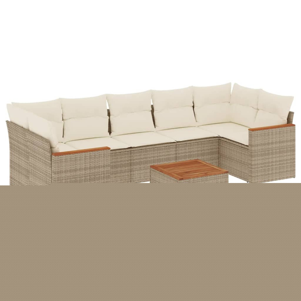 Salon de jardin avec coussins 8 pcs beige résine tressée