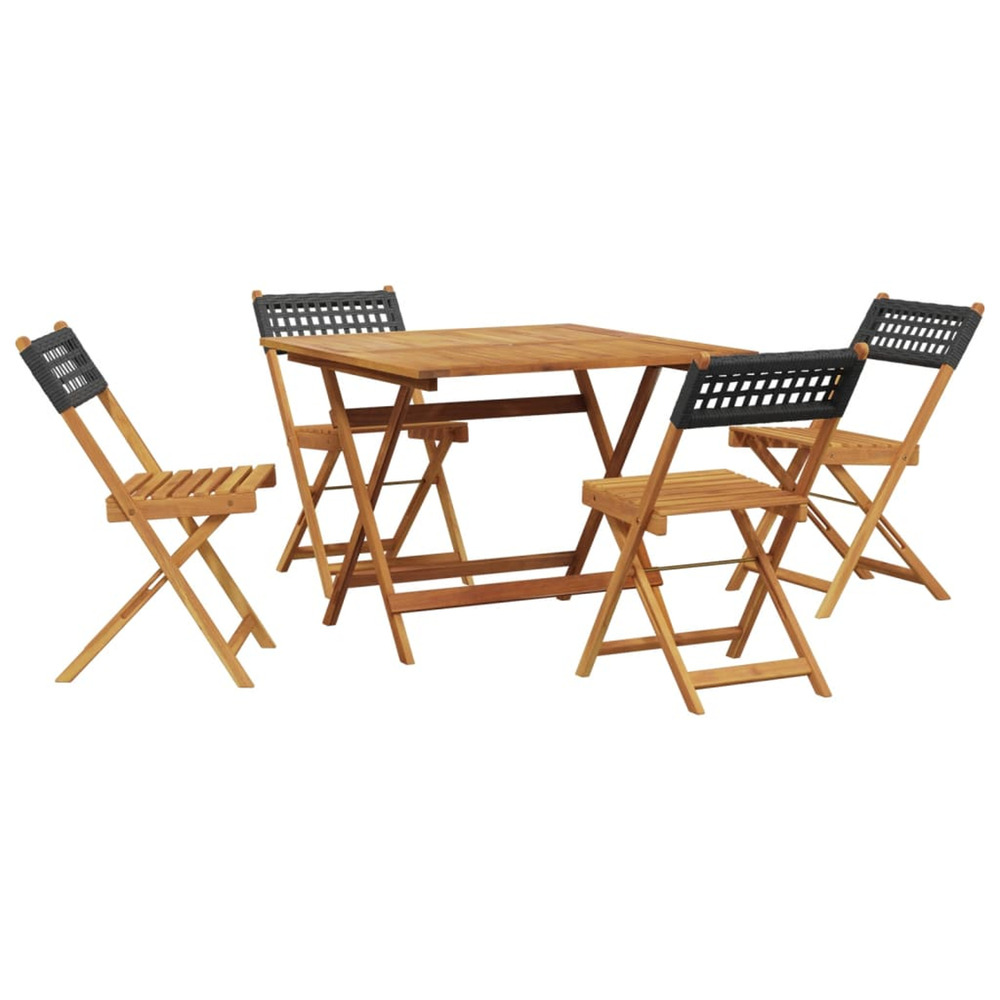 Ensemble à manger de jardin 5 pcs résine tressée et bois massif