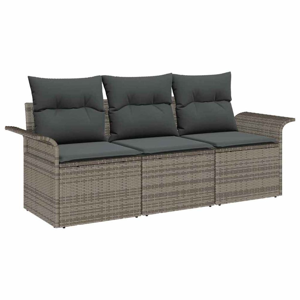 Ensemble de canapé de jardin 3 pc gris poly rotin