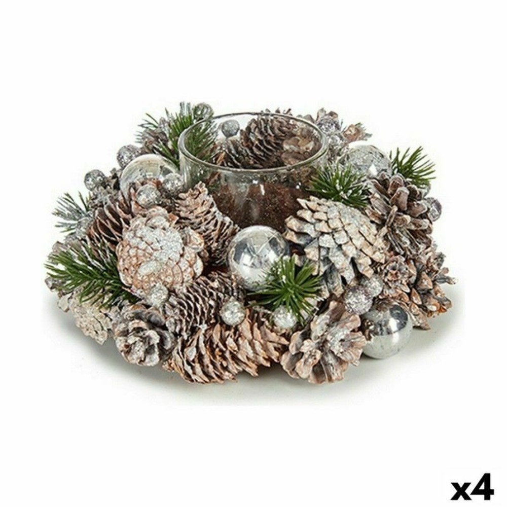 Bougeoirs de noël blanctransparent argenté 19x9x19cm - lot de 4