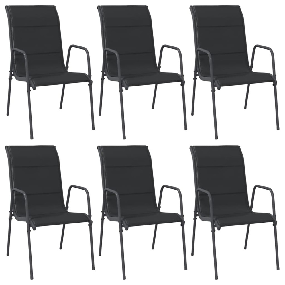 Chaises de jardin lot de 6 acier et textilène noir