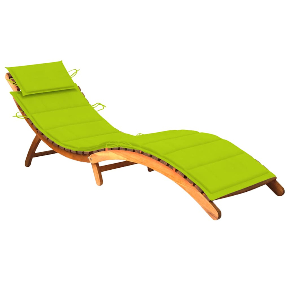 Chaise longue de jardin avec coussin bois d'acacia solide bain de soleil