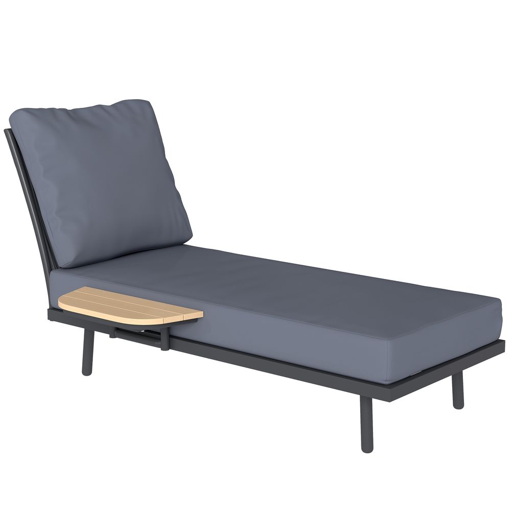 Bain de soleil design grand confort épais matelas étagère effet bois