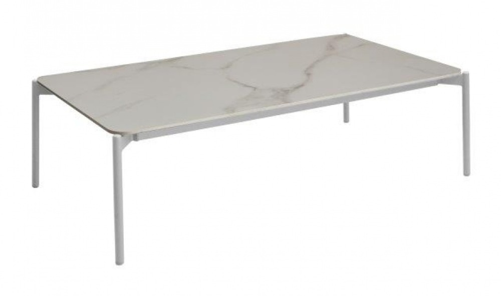 Table basse de jardin ambiance en aluminium/céramique - blanc