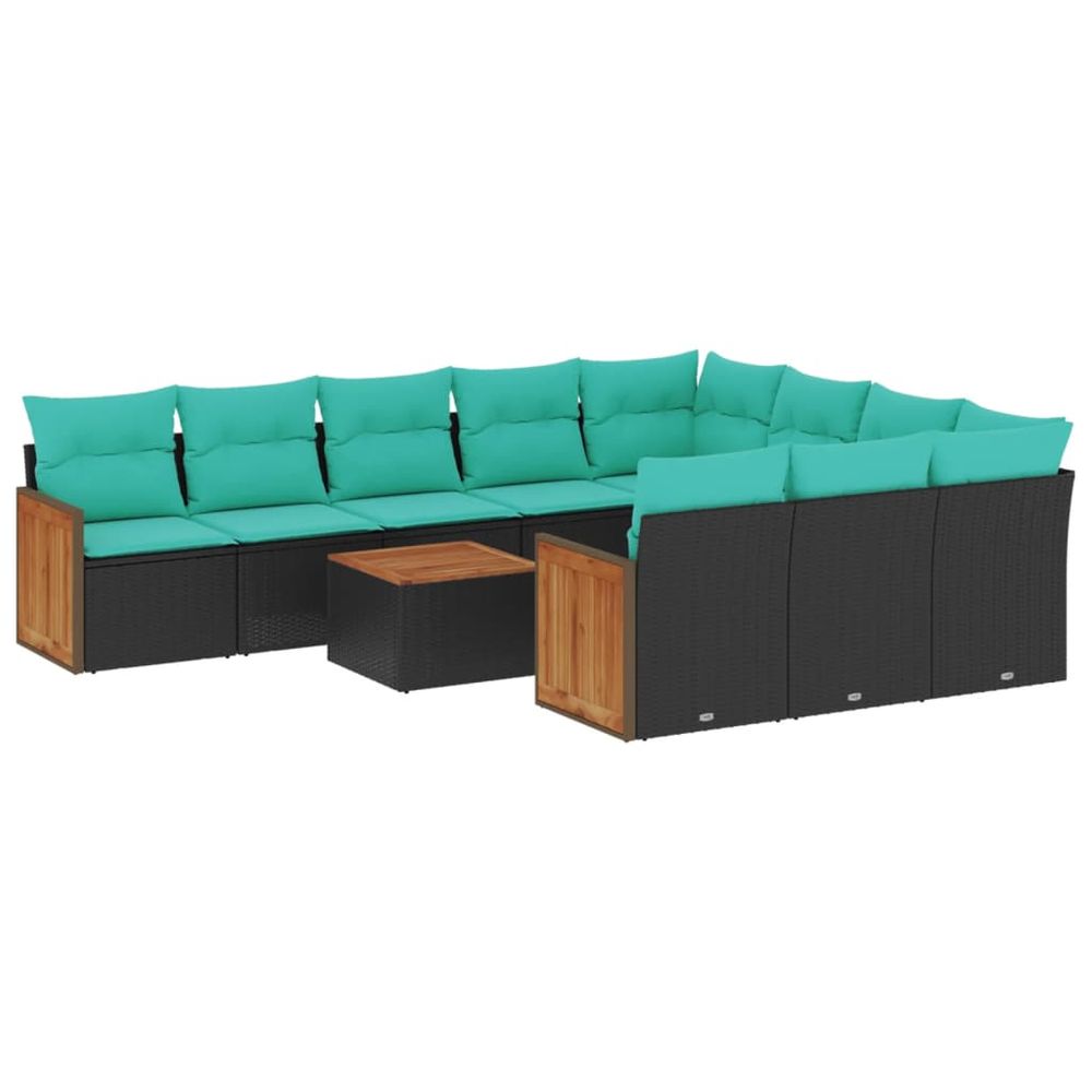 Ensemble de canapé de jardin 11 pcs avec coussins noir