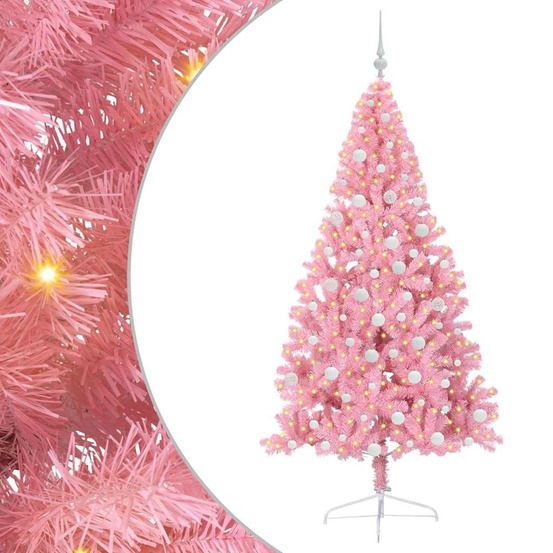 Sapin de noël artificiel pré-éclairé rose 180 cm pvc