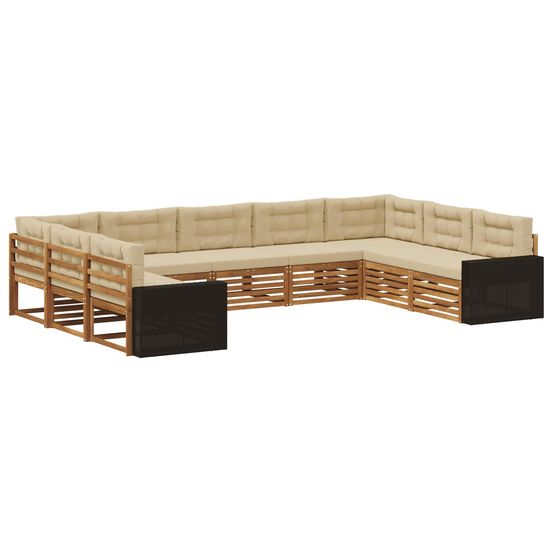 Ensemble de canapés d'extérieur 9 pc naturel et beige
