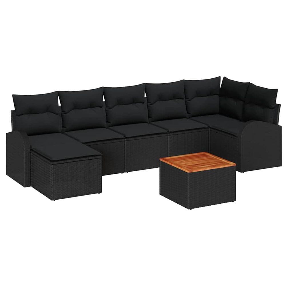 Ensemble de canapé de jardin 8 pc noir polyrotin