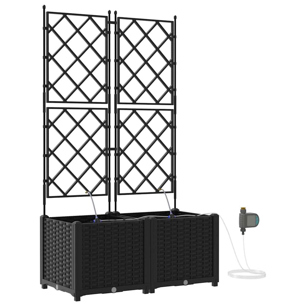 Cache-pot de jardin 2 pc noir 80 x 40 x 142 cm pp