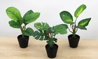Lot de 3 plantes vertes tropicales artificielles toucher naturel 25 cm