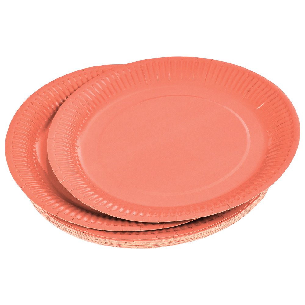 Set de 20 assiettes carton 23 cm unies terracotta