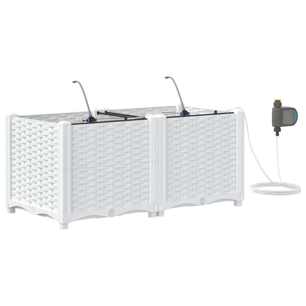 Cache-pot de jardin 2 pcs blanc acier