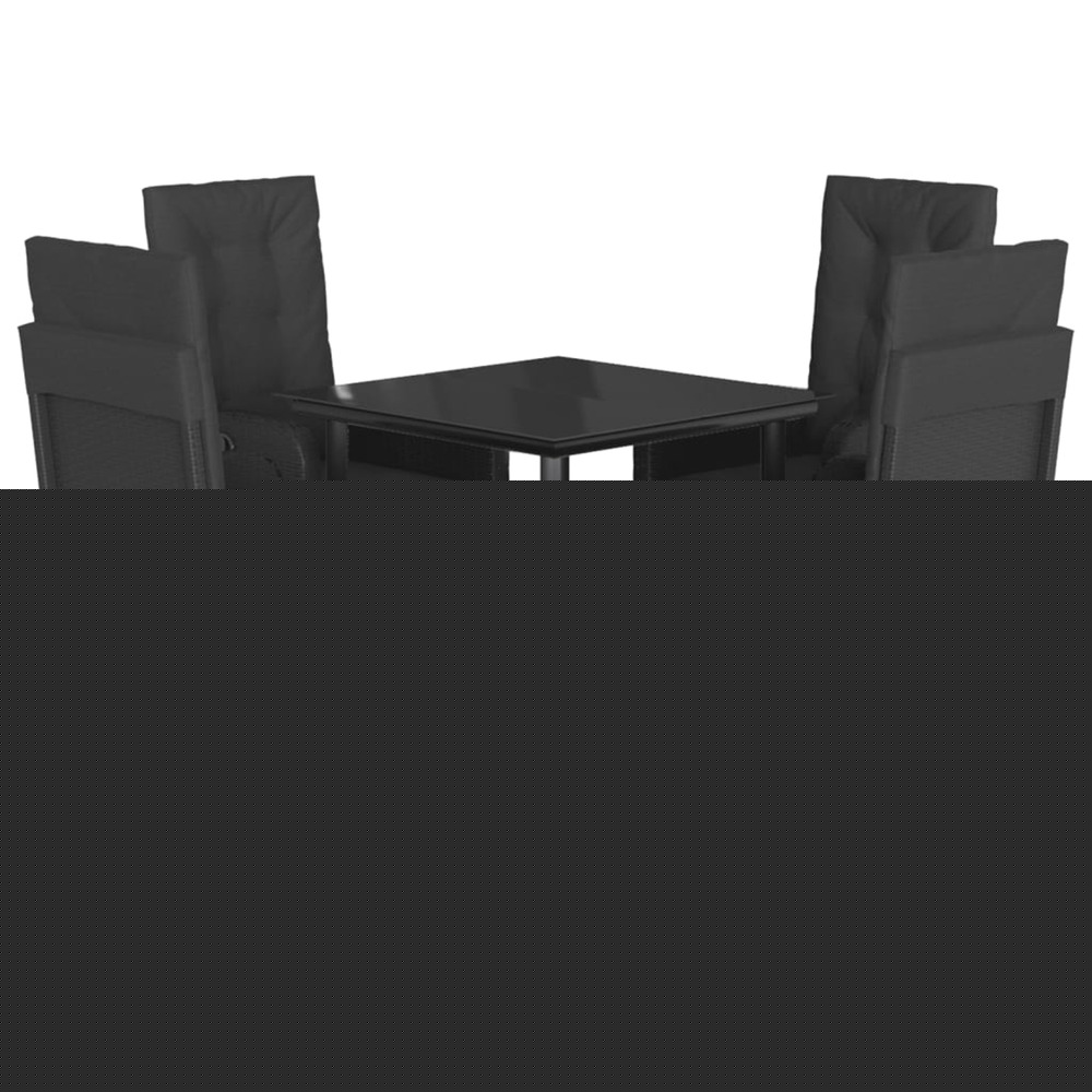 Ensemble à manger de jardin coussins 5pcs noir résine tressée