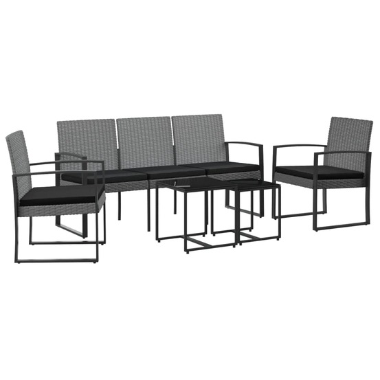 Ensemble à manger de jardin coussins 5 pcs gris foncé rotin pp