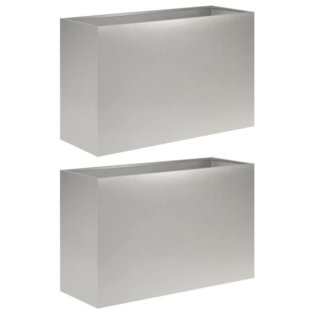 Cache-pot de jardin 2 pc argenté 80 x 40 x 50 cm