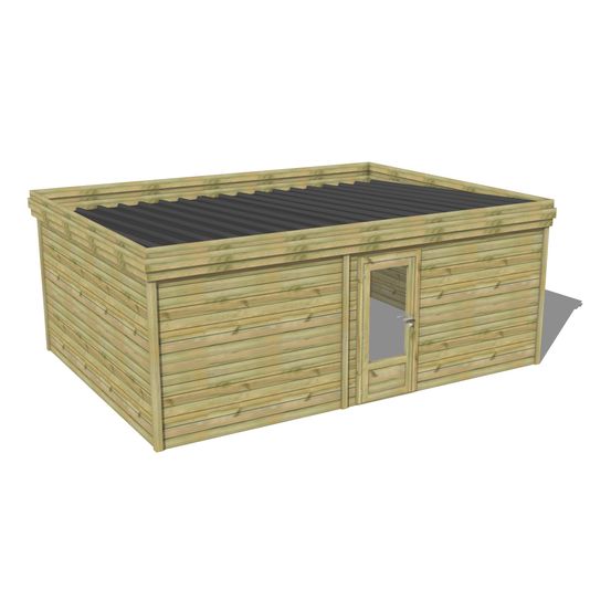 Abri de jardin bois pin traité autoclave 27mm - 5,995x4,34m / 26m2 - bac acier - abri français