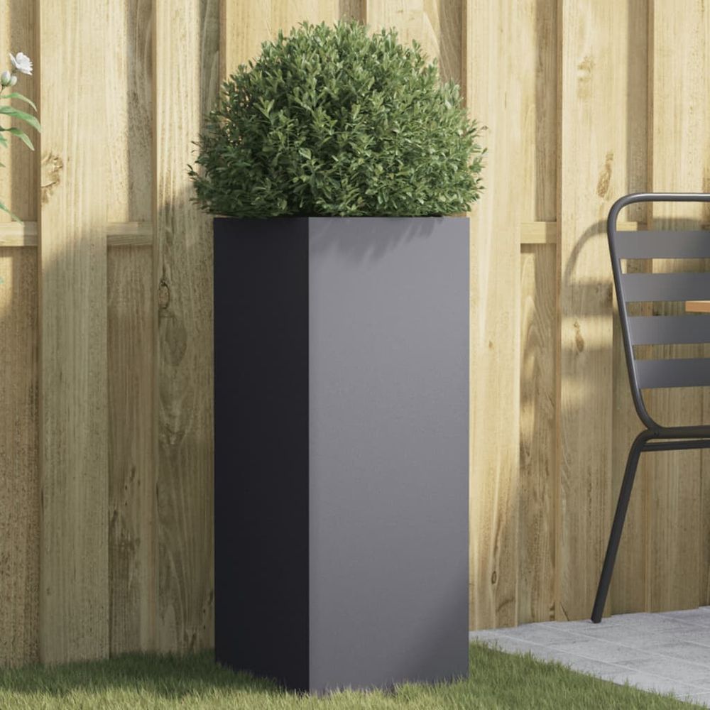 Jardinière surélevée en acier design pour terrasse 32x29x75 cm anthracite