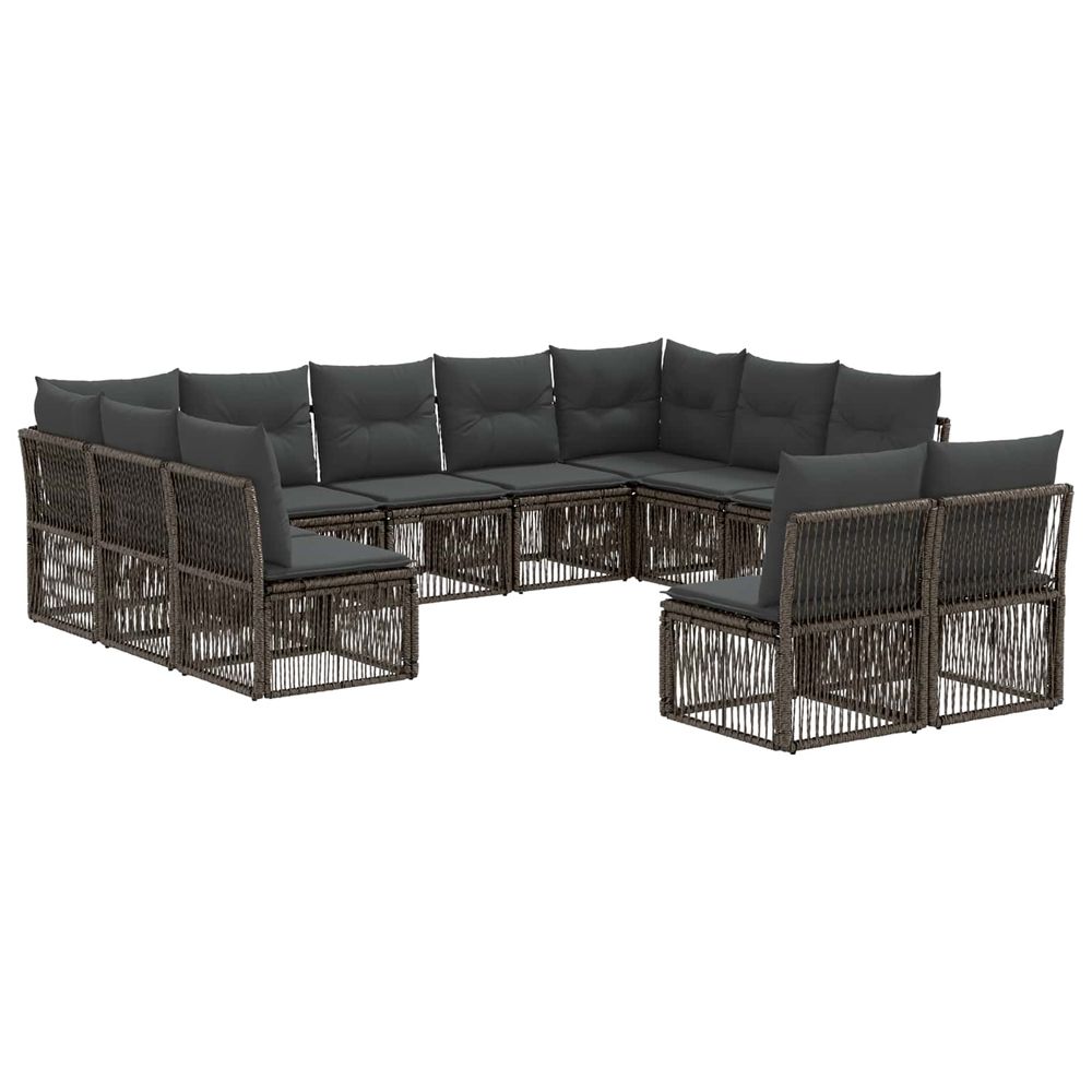 Ensemble de canapé de jardin 11 pc gris polyrotin