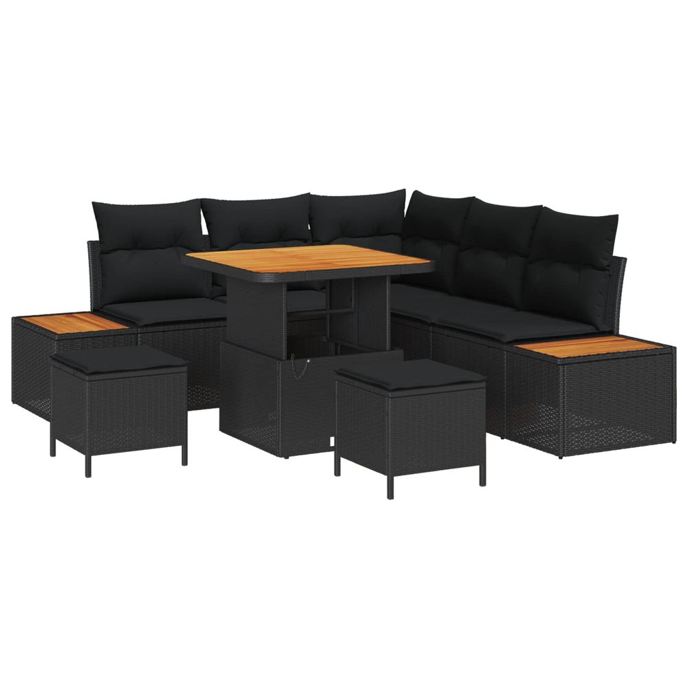 Ensemble de canapé de jardin 8 pc 7-nombre de places noir