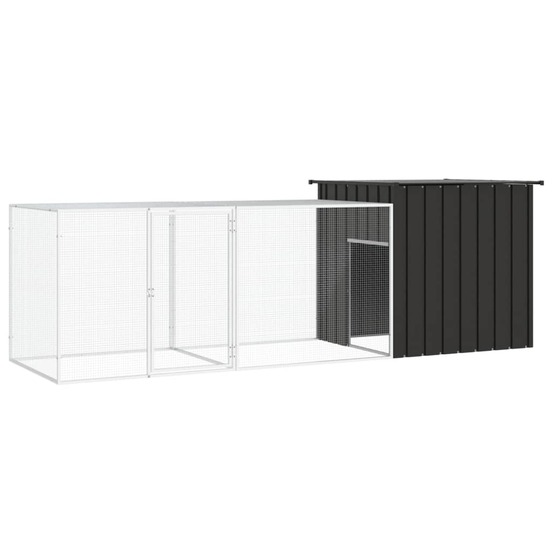 Poulailler enclos cage poules 300 x 91 x 100 cm acier galvanisé anthracite
