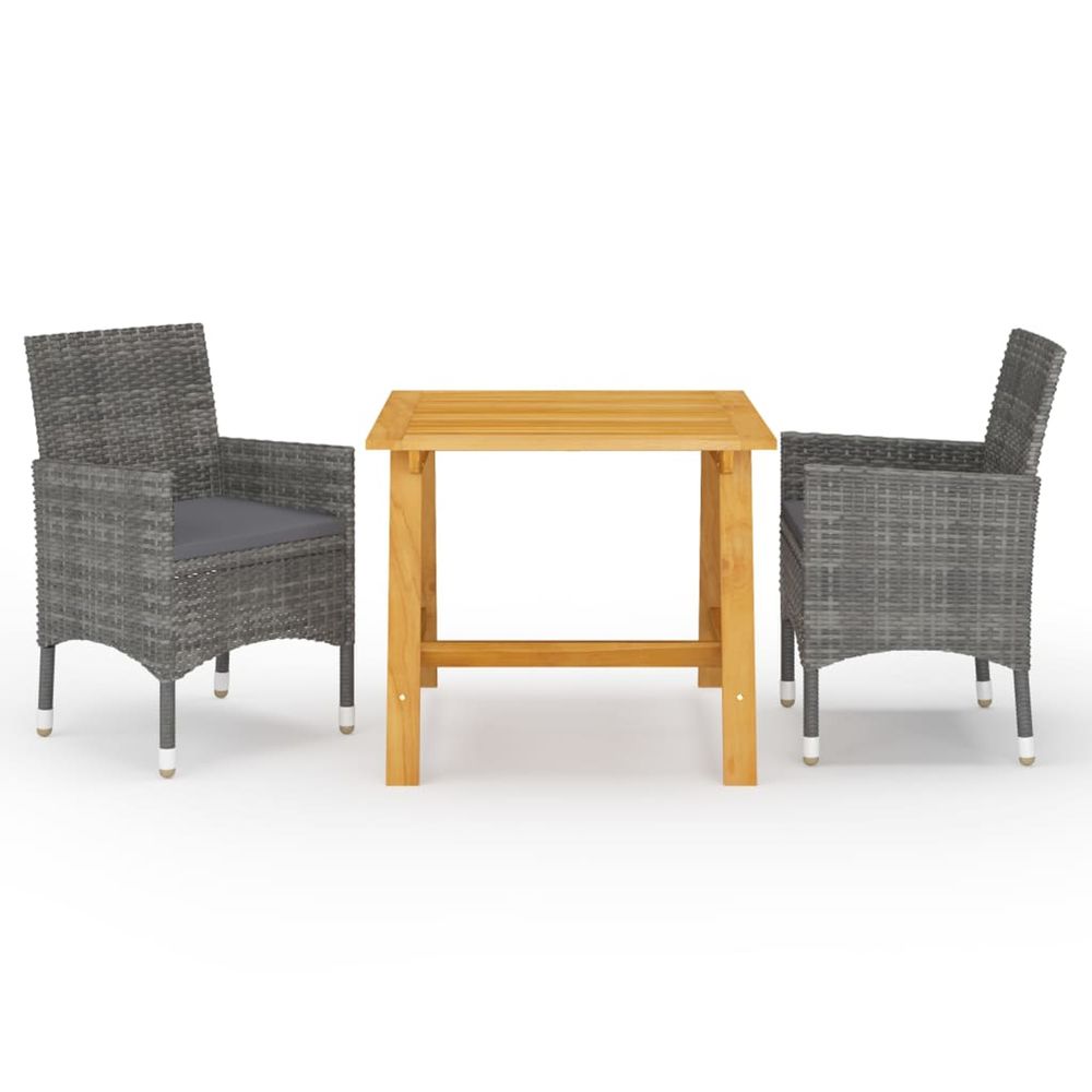 Ensemble à manger de jardin 3 pcs gris