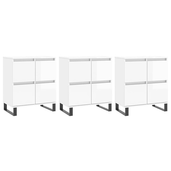 Buffet bahut commode armoire meuble de rangement organisateur cuisine salle de séjour salons 3 pcs brillant bois d'ingénierie