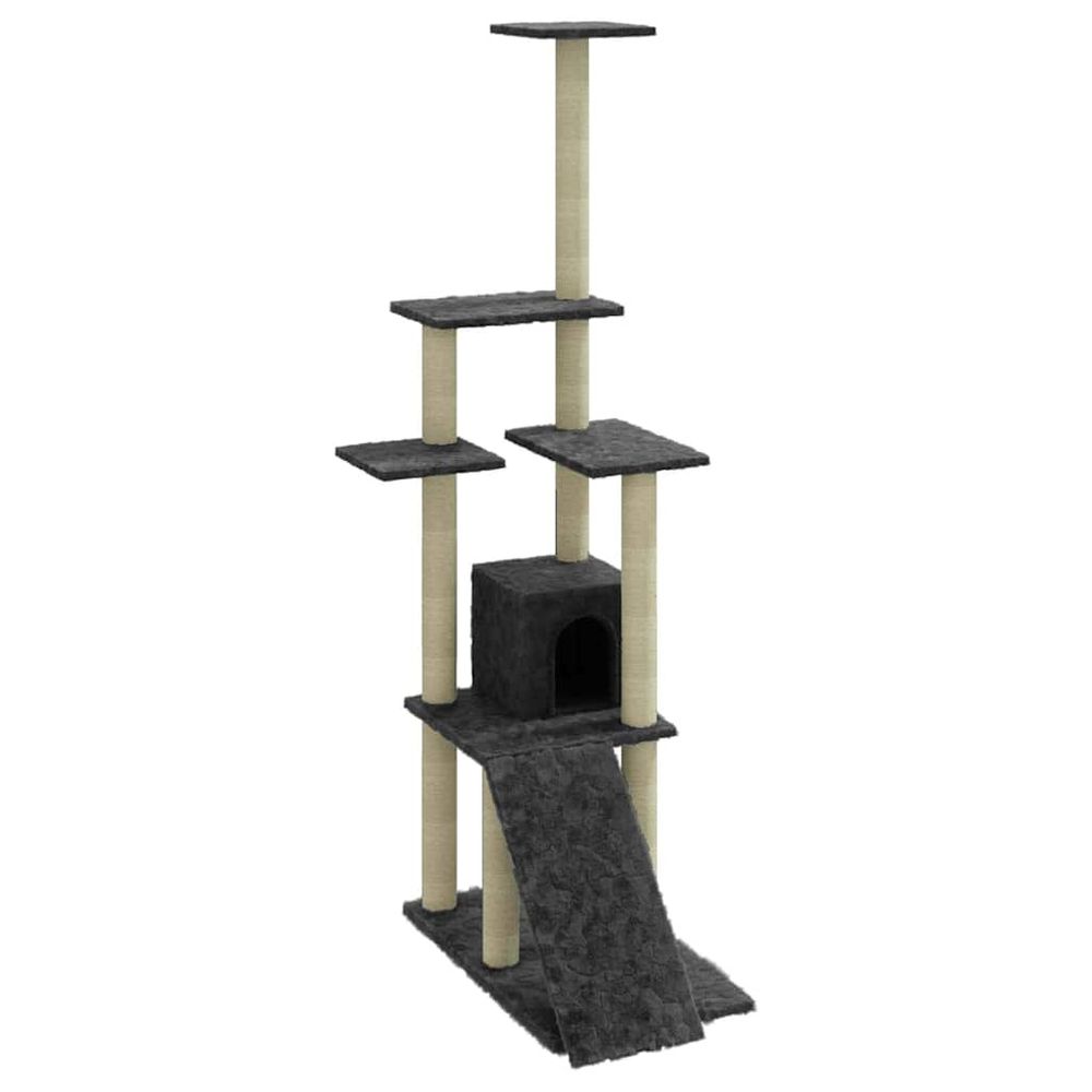 Arbre à chat avec griffoirs en sisal gris foncé 155 cm