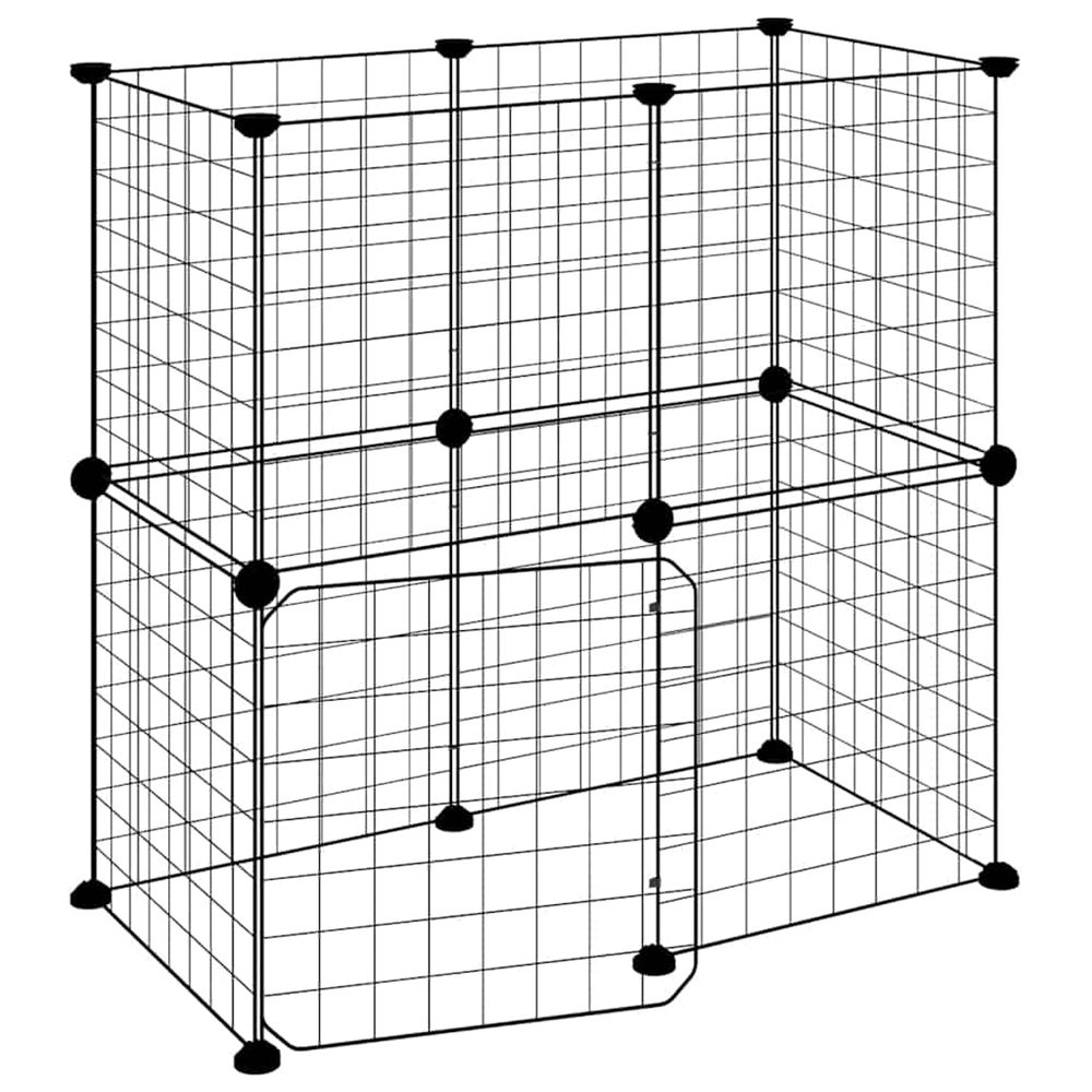 Cage animaux de compagnie à 12 panneaux et porte noir 70x35x70 cm