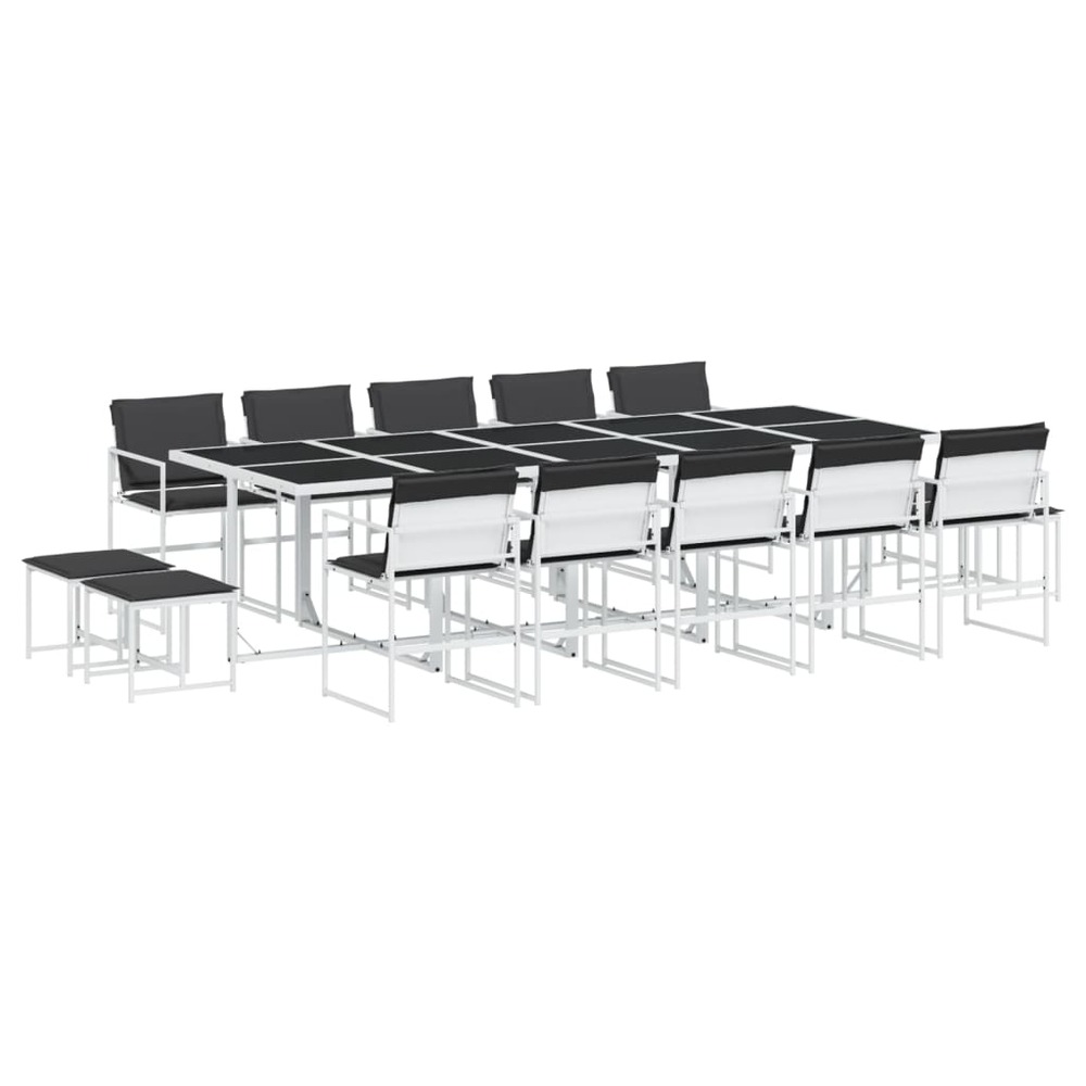 Ensemble à manger de jardin avec coussins 15pcs blanc textilène