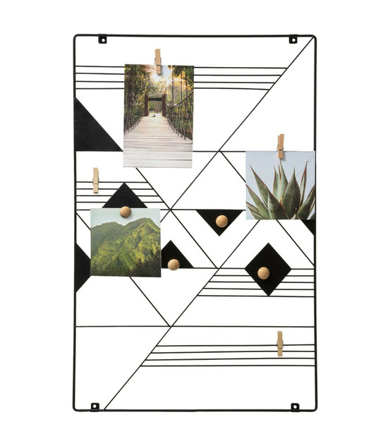 Présentoir mural porte photos à suspendre en métal noir