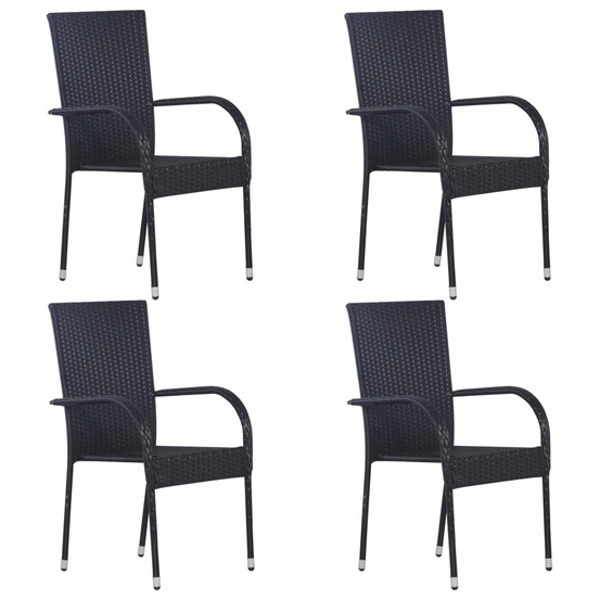 Ensemble à manger de jardin 5 pcs résine tressée noir