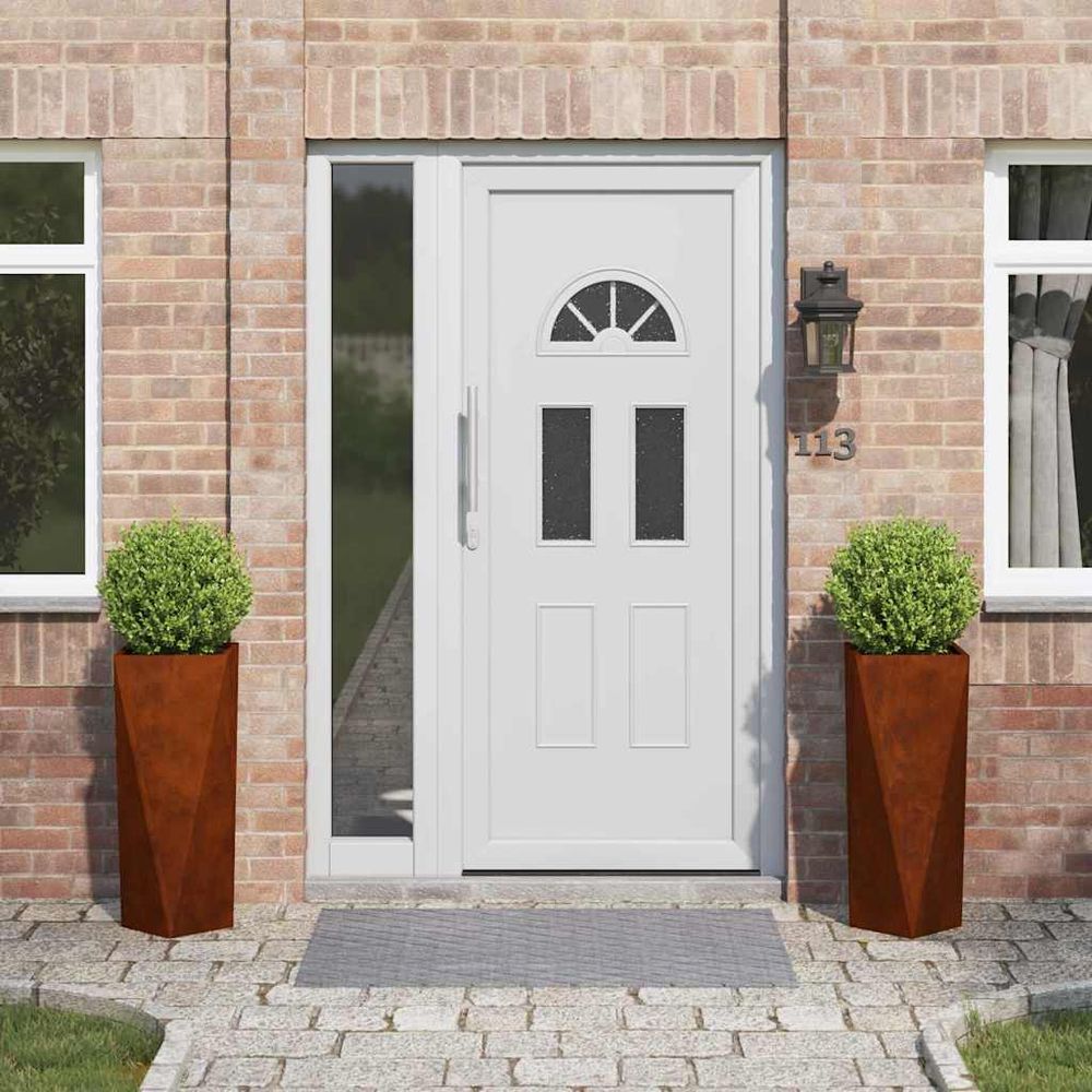 Lot de 2 jardinières hautes en acier corten effet rouillé 75 cm