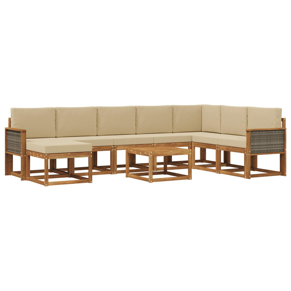 Ensemble de canapés d'extérieur 9 pcs naturel et beige