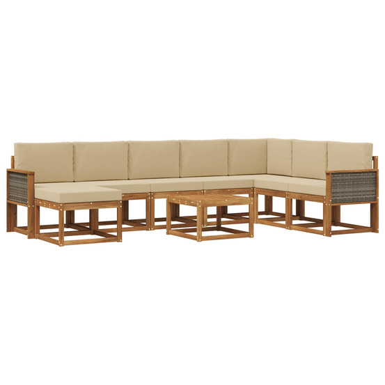 Ensemble de canapés d'extérieur 9 pcs naturel et beige