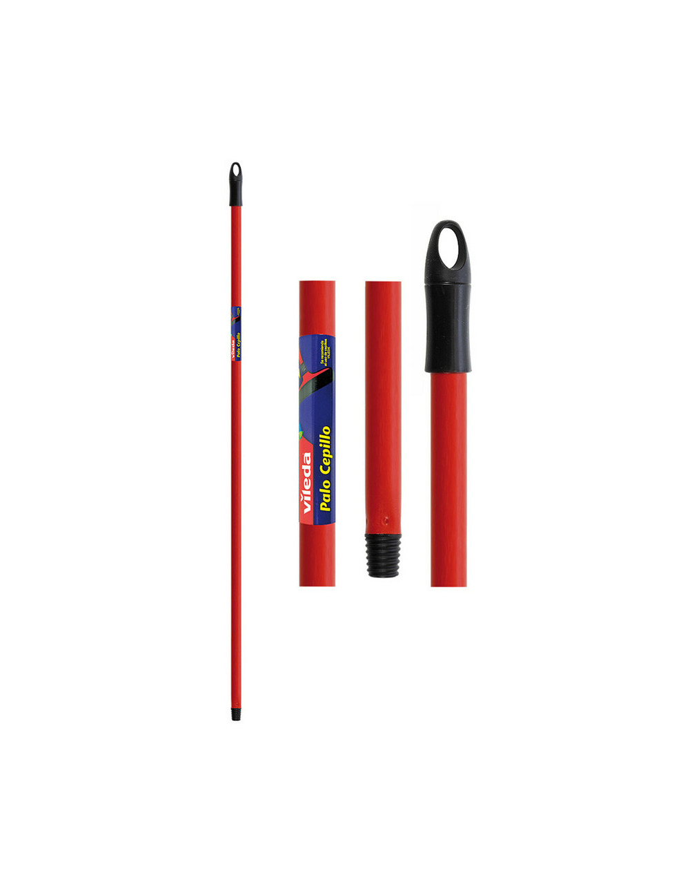 Manche pour brosse rugueuse – 125 cm – aluminium rouge – vileda (réf. 100365 / 77631)