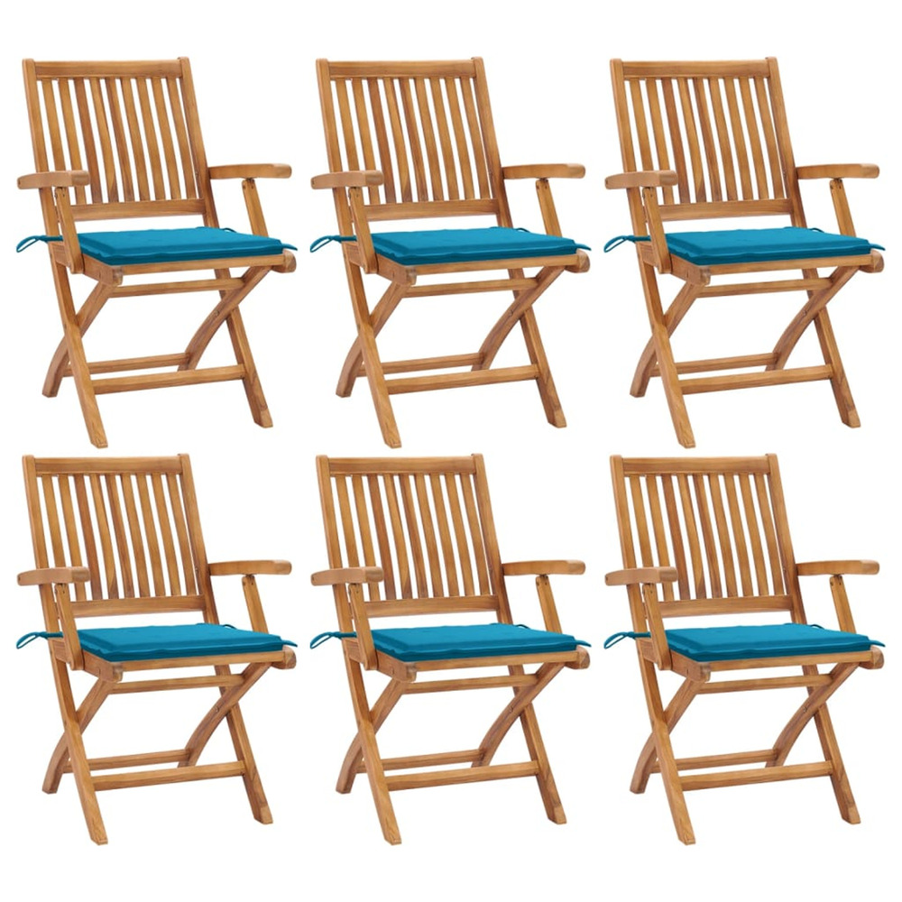 Chaises pliables de jardin avec coussins lot de 6 bois de teck