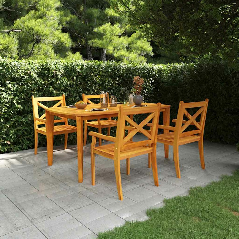 Ensemble à manger de jardin 5 pcs bois d'acacia solide