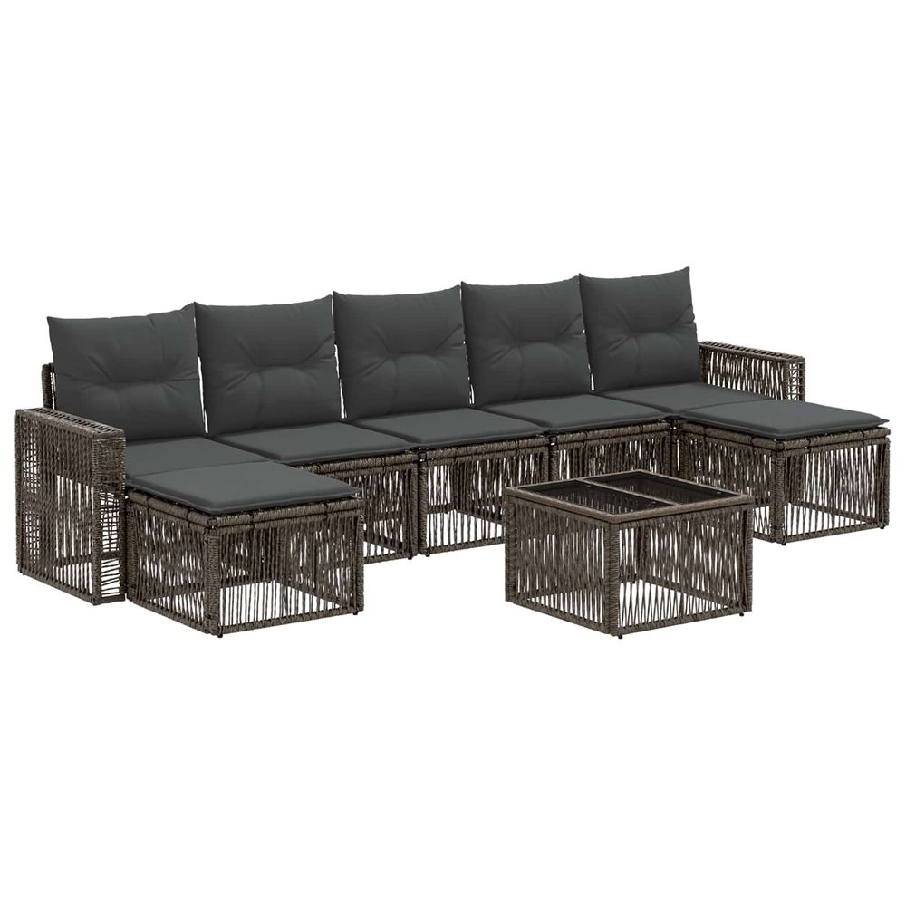 Ensemble de canapé de jardin 8 pc gris et gris foncé polyrotin