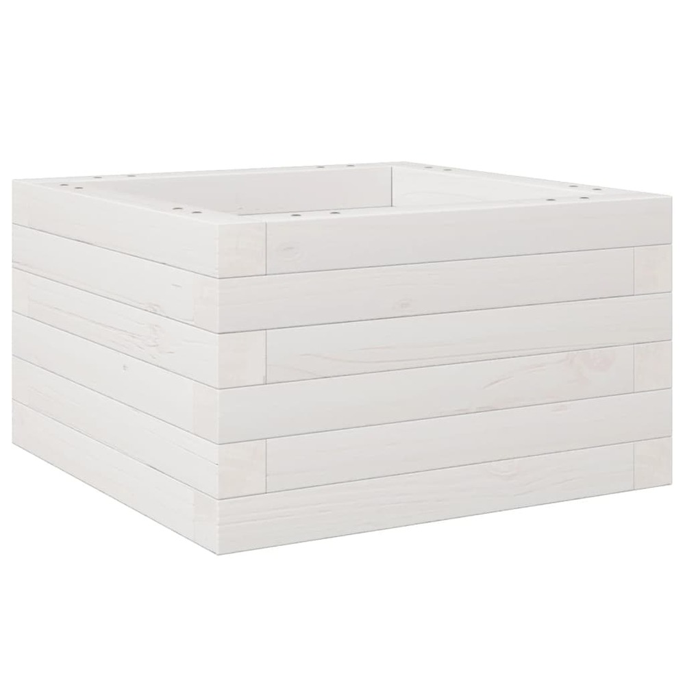 Jardinière bac lit surélevé plantes fleurs terrasse jardin 40 x 40 x 23 cm bois de pin massif blanc