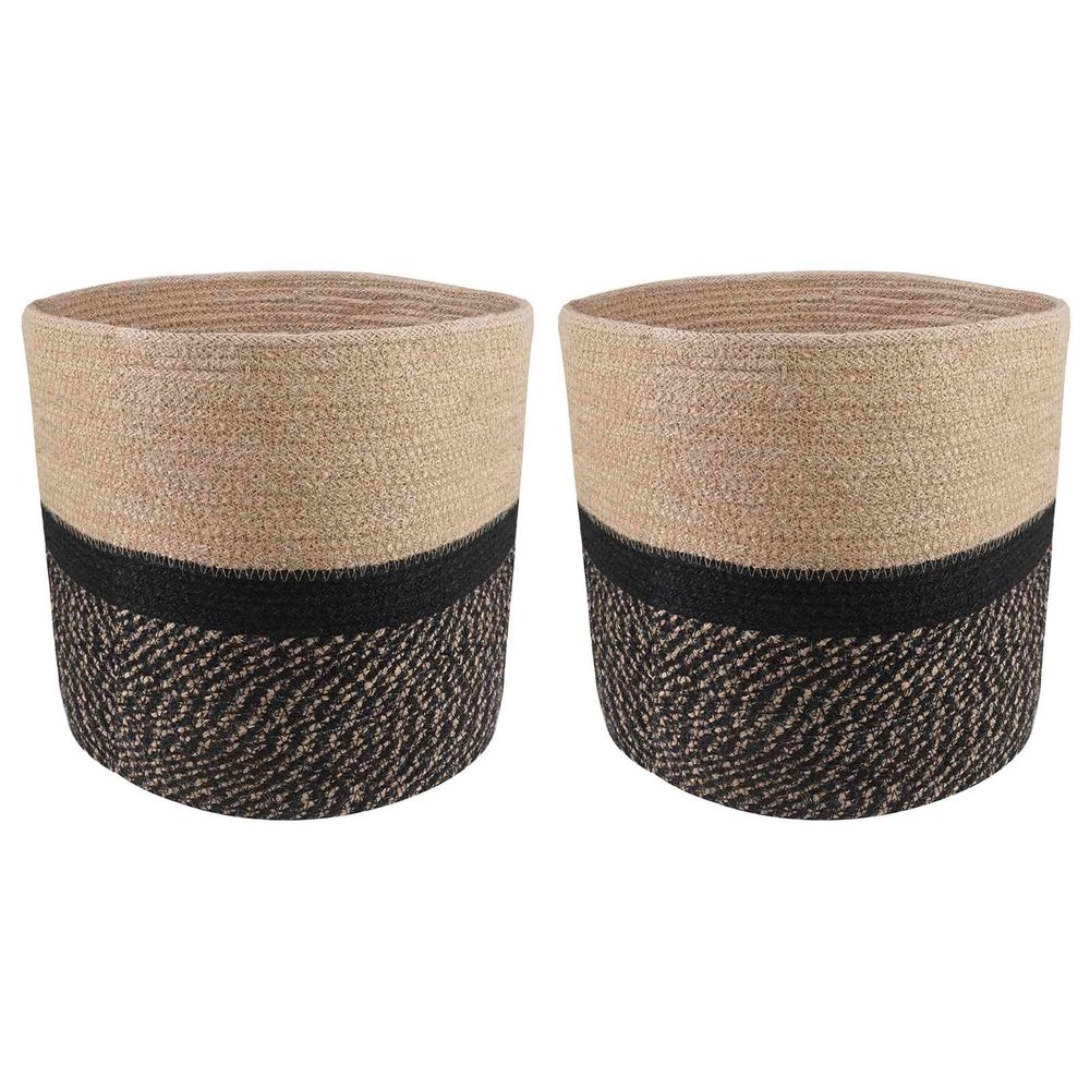 Ensemble de pots à plantes 2 pc naturel et noir ø 28 x 28 cm