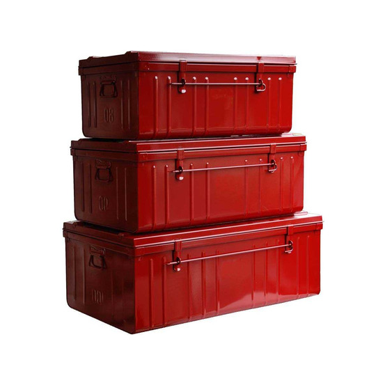 Cantine de rangement premium en acier rouge lot de 3 : 130, 175 et 225 litres