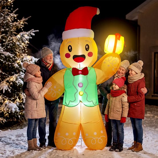 Bonhomme pain d'épices gonflable en polyester light brown 250 cm