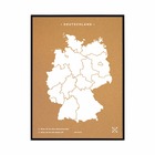 Carte en liège - woody map naturel allemagne / 90 x 60 cm / blanc / cadre noir